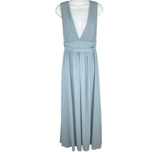 Lulus Maxi Dress Bridesmaid Gown Formal Evening Party Sleeveless Slate Blue Sz S